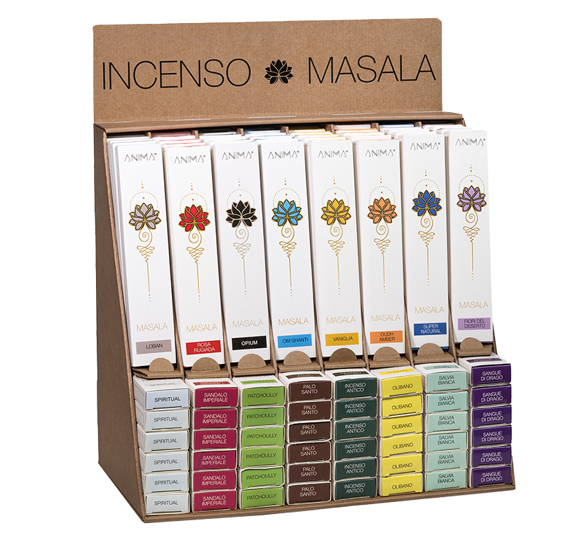 KIT DEGUSTAZIONE - INCENSO MASALA “ANIMA” 16 BUSTINE TOTALE 32 BASTONCINI - 16 AROMi