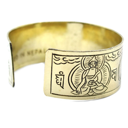 Bracciale Tibetano "Illuminazione dei Cinque Buddha" in Ottone Puro