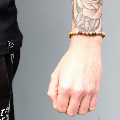 Bracciale "Guardiano Dorato" – Occhio di Tigre e Oro 18 carati su Cordino Nero