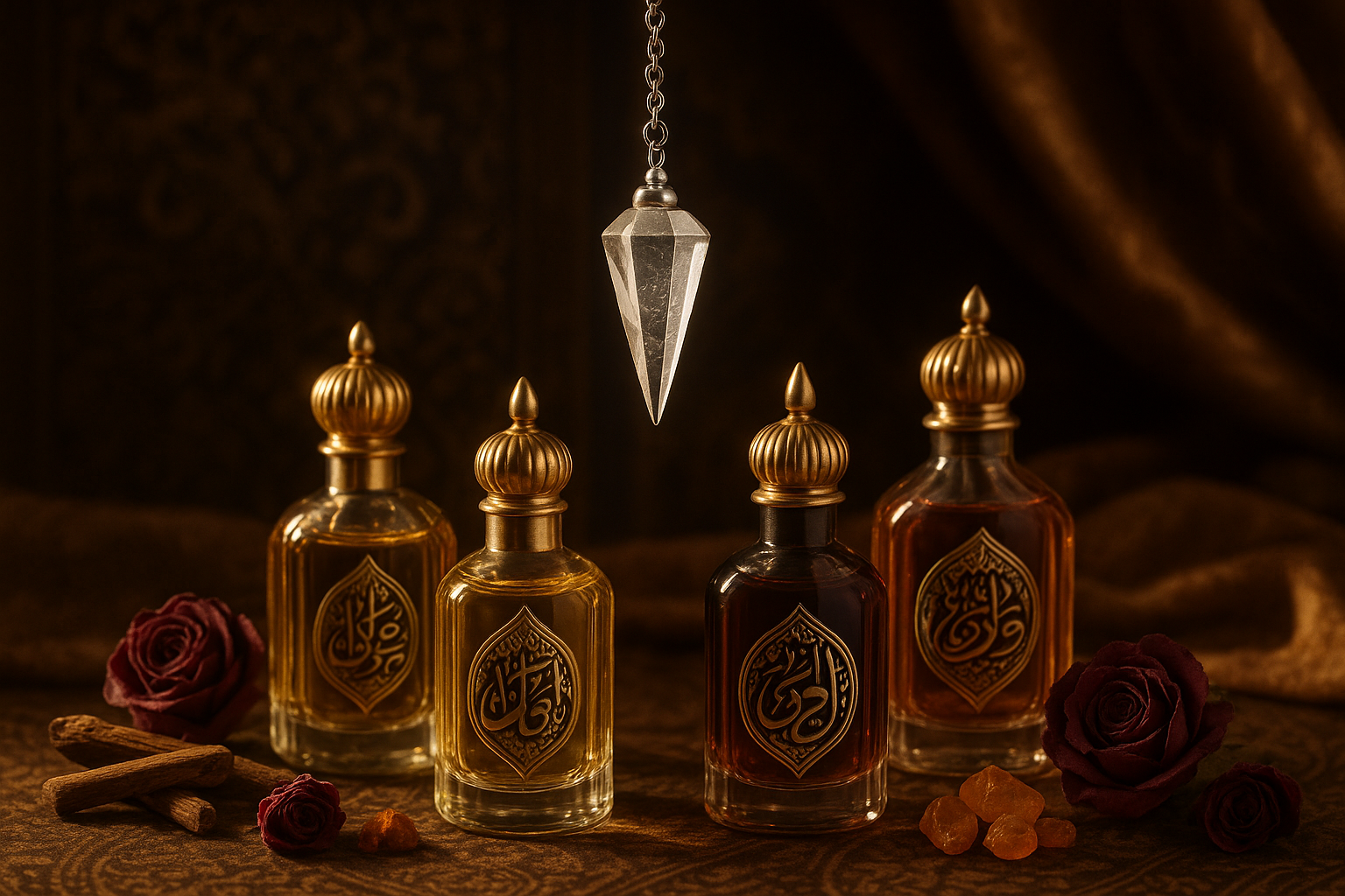 con l'uso del pendolo cerco i profumi Arabi di nicchia più adatti a te in questo momento 