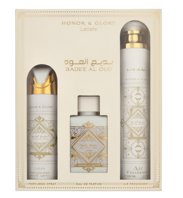 Profumo Arabo Bade’e Al Oud Honor & Glory, Gift Set – Lattafa | Eau de Parfum in confezione regalo