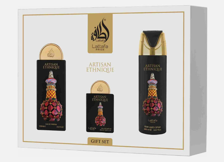 Profumo Arabo Lattafa Pride Artisan Ethnique - Cofanetto Regalo 3 Pezzi (EDP 100ml + 20ml + Deodorante)