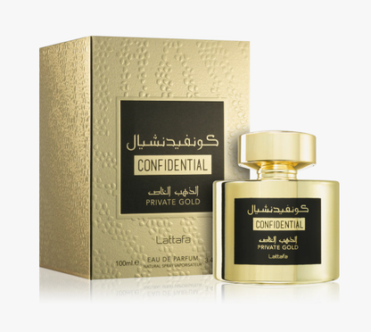 Profumo Arabo Lattafa Confidential Private Gold 100 ml Eau de Parfum unisex