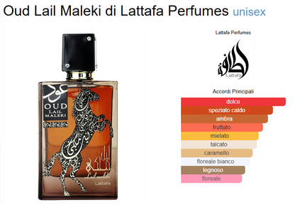 Profumo Arabo Lattafa Oud Lail Maleki Eau de Parfum unisex 100 ml