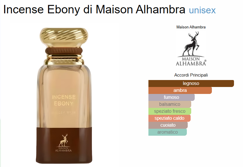 Profumo Arabo Incense Ebony di Maison Alhambra
