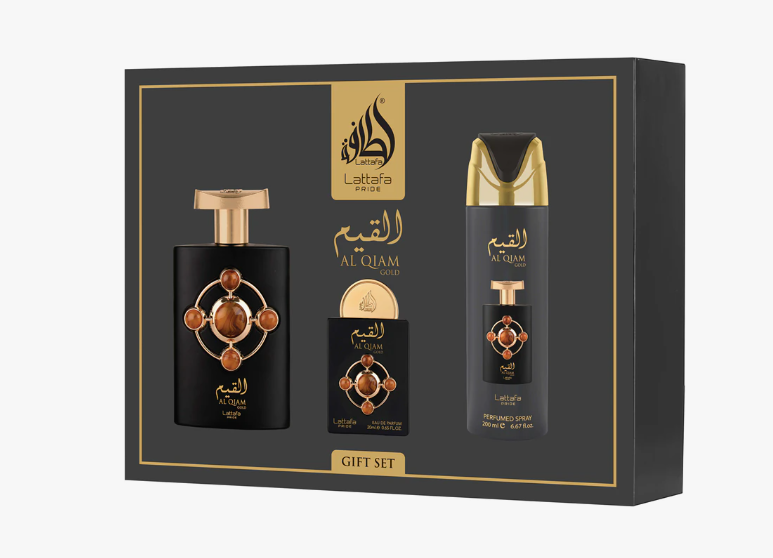 Profumo Arabo Lattafa Pride Al Qiam Gold - Cofanetto Regalo 3 Pezzi (EDP 100ml + 20ml + Deodorante)