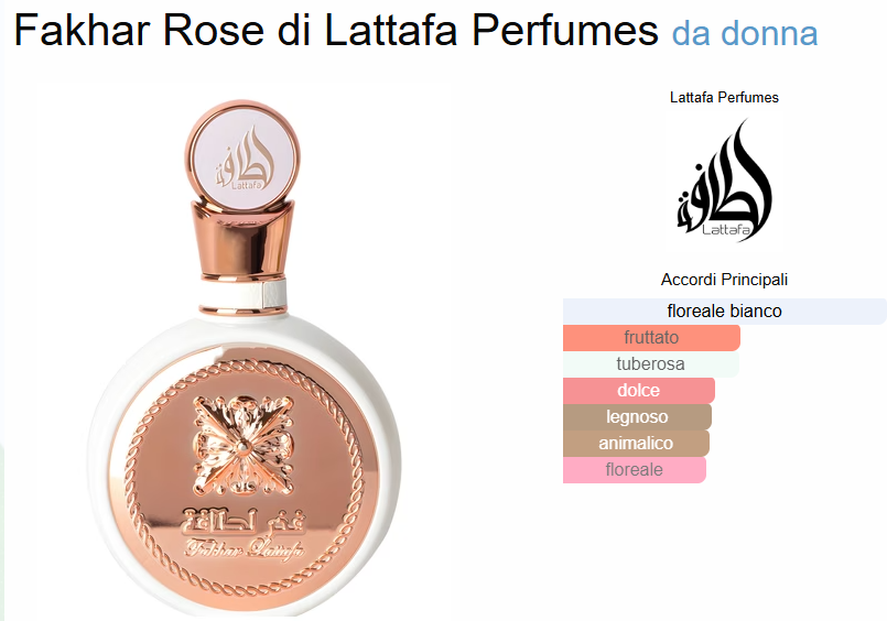 Profumo Arabo Fakhar Rose di Lattafa Perfumes da donna 100 ml Eau de Parfum