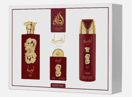 Profumo Arabo Lattafa Pride Ansaam Gold Giftset 3 pezzi confezione regalo da donna