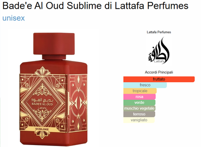 Profumo Arabo Lattafa Badee Al Oud Sublime Eau de Parfum unisex 100 ml
