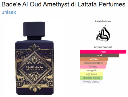 Profumo Arabo Lattafa Badee Al Oud Amethyst Eau de Parfum Unisex 100 ml