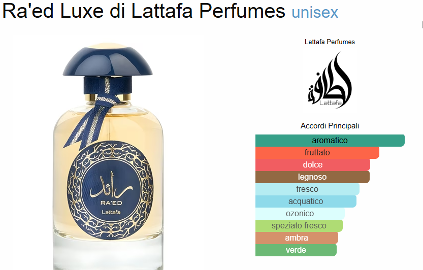 Profumo Arabo Lattafa Ra'ed Gold Luxe Eau de Parfum unisex 100 ml